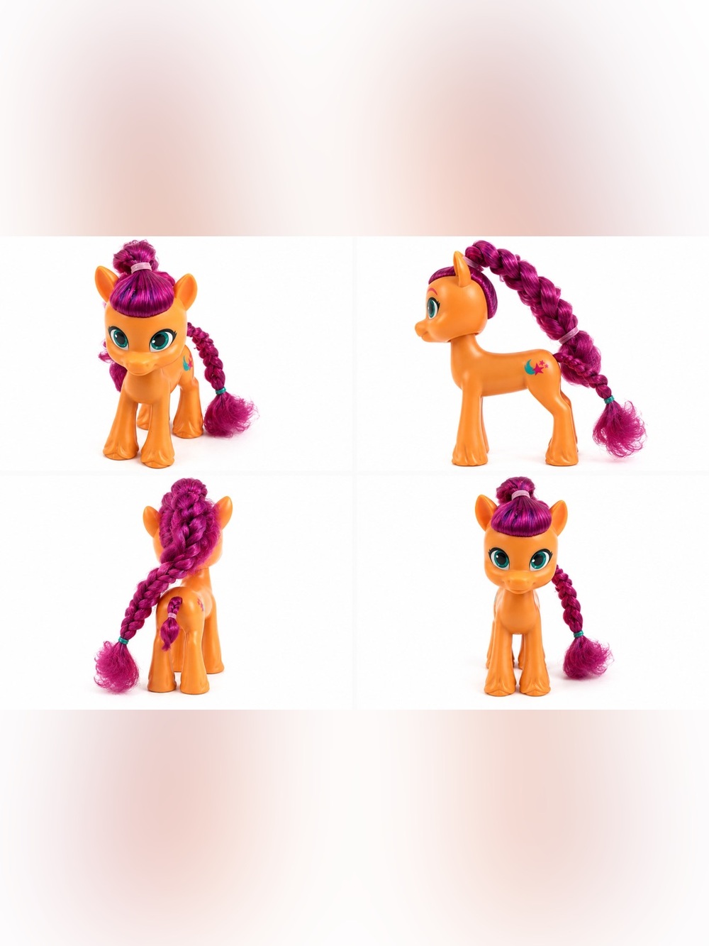 My Little Pony Orange Figure with Bright Pink Braided Mane